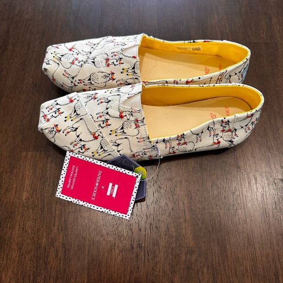 Toms x Paper Source Llama Print Fabric Shoes Size 8 - Picture 5 of 11